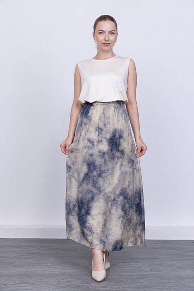 Linvey Summer Women's Standard Size Elastic Viscon Shiny Fabric Ankle Length Skirt