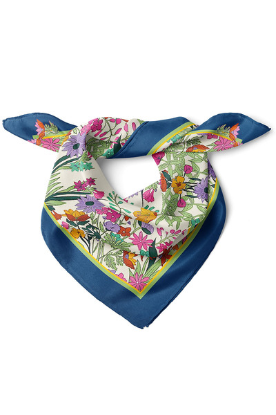 nehir eşarp Çiçek Çerçeve Desen Fular Bandana 50x50 Cm