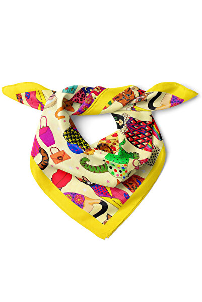 nehir eşarp Kedi Desen Bandana Fular 50 x 50 Cm