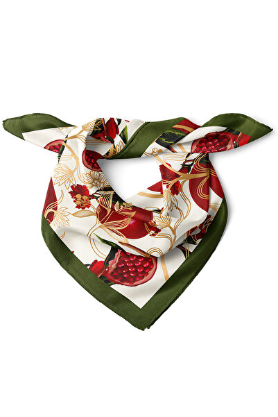 nehir eşarp Nar ve Çiçeği Desen Fular Bandana 50x50 Cm