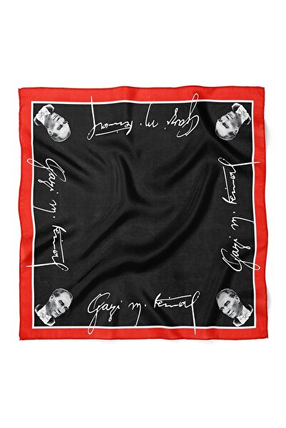 nehir eşarp Atatürk İmza & Silüet Bandana Fular 50 x 50 Cm