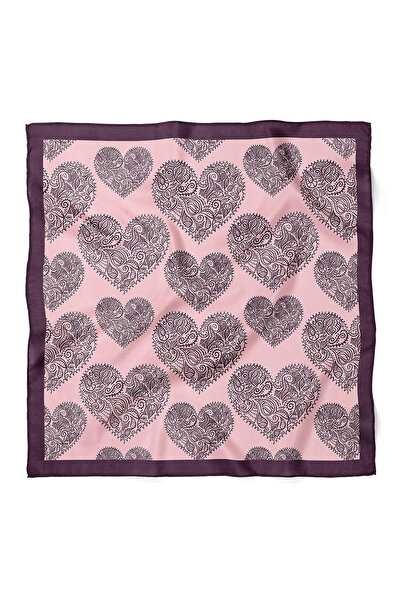 nehir eşarp Kalp Desenli Sevgililer Günü Özel Fular Bandana 50x50 Cm
