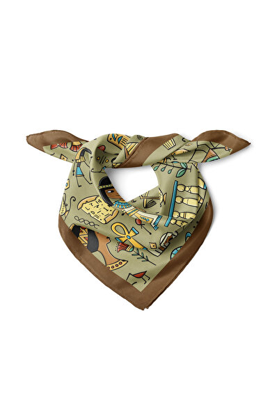 nehir eşarp Mısır Motif Desen Bandana Fular 50x50 Cm