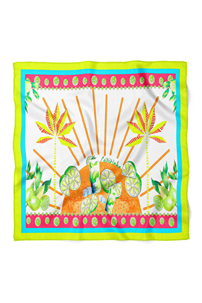 nehir eşarp Limon Desen Bandana Fular 50 x 50 Cm
