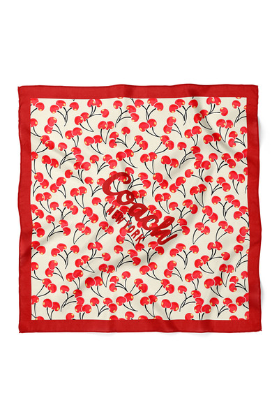 nehir eşarp Kiraz Desen Bandana Fular 50 x 50 Cm