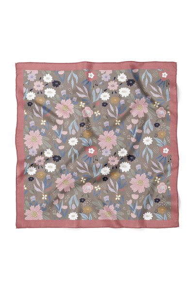 nehir eşarp Çiçek ve Lale Desen Fular Bandana 70x70 Cm
