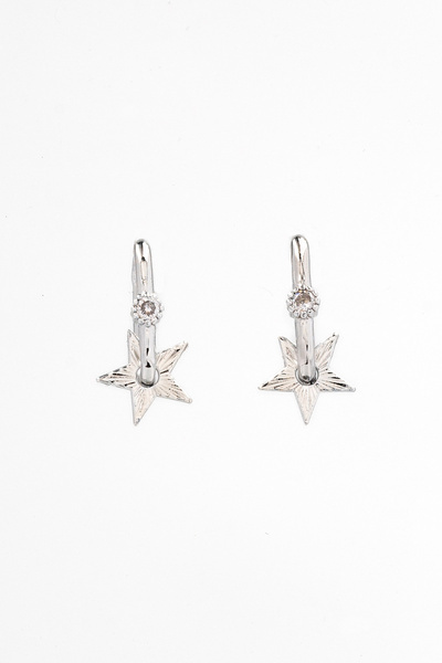 Bijuty Kadın Yıldız Göçmen Küpesi - Gümüş Renk - (SÜRPRİZ HEDİYELİ)