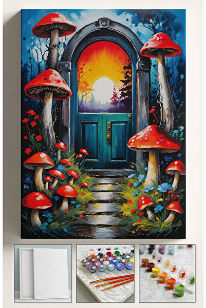 Akihabara Sayılarla Boyama Hobi Seti Çerçeveli Numaralı Tuval Fırça Boya tuva...