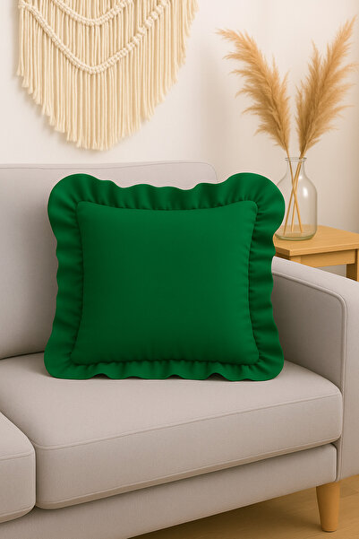 Mirilliahome Raw Linen Ruffled Vintage Throw Pillow Cover 43X43 cm