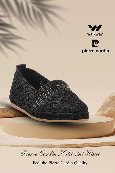 Pierre Cardin PC-54570 Z Balerini de damă din tricot de paie negru