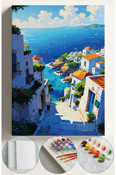 Corvo Sayılarla Boyama Çerçeveli Hobi Seti Numaralı Tuval Fırça Boya Kasnaklı...