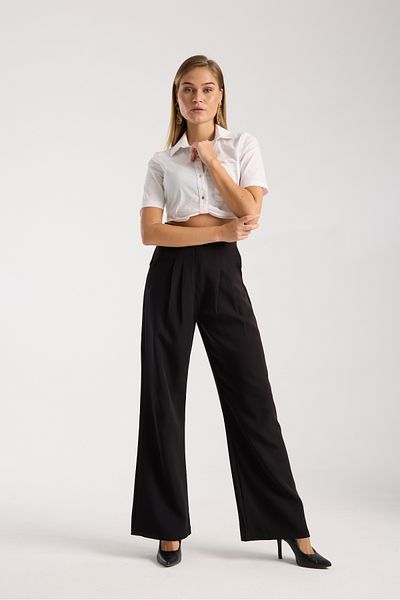 LAND MODA Women's Pleated Fabric high waist Palazzo Pants