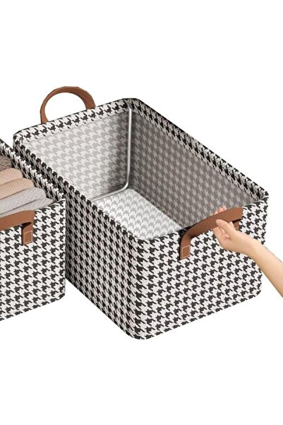huitich Pack Of 2 Foldable Clothes Organizer Storage Box with Steel Handle