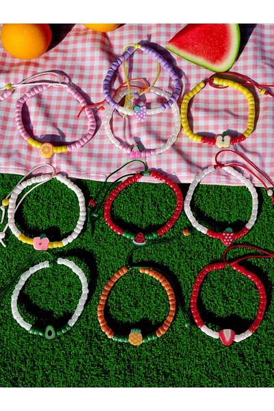 Amabel Jewelerys Special Holiday and Graduation Gift for Children Fruity Fimo and Kumbong Beads 10-Piece Bracelet