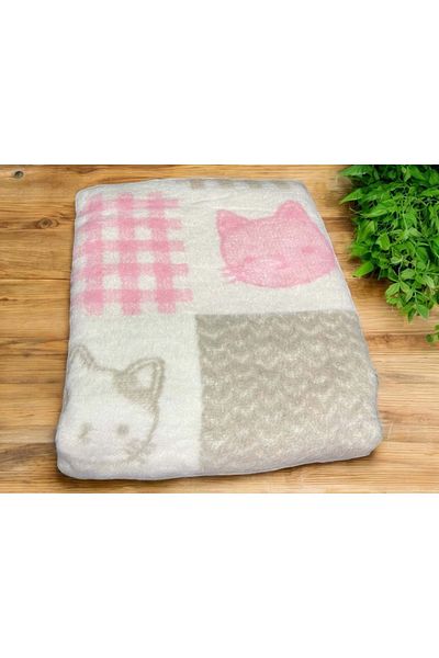 RYZE ÇOCUK Cat Patterned Baby Plush Blanket Pink