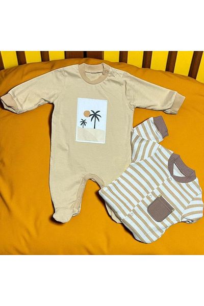 Necix's Wild Double Jumpsuit Set with Booties Beige