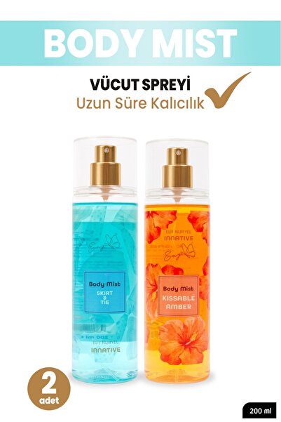 INNATIVE 2x Elif Nur Yel Eny Body Mist Kissable Amber & Skirt & Tie Vücut Spr...