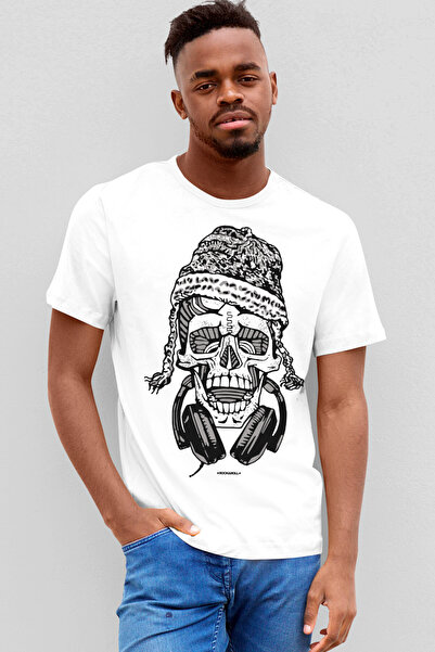 ROCK GURU Tricou pentru bărbați cu mânecă scurtă cu craniu din Nepal