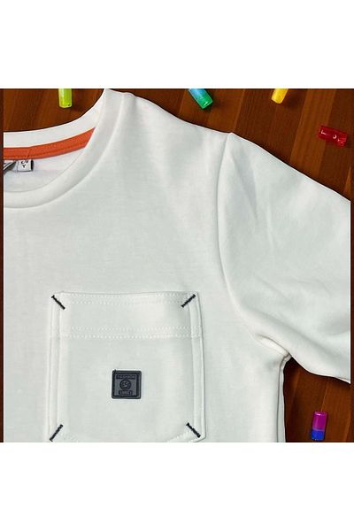 Nanica Kids Pocketed Crewneck Sweatshirt Ecru