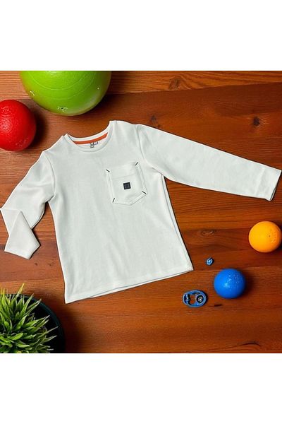 Nanica Kids Pocketed Crewneck Sweatshirt Ecru