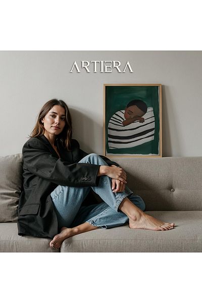 HİGUERA Portret minimalist pentru băieți Pictură murală cu rame din lemn