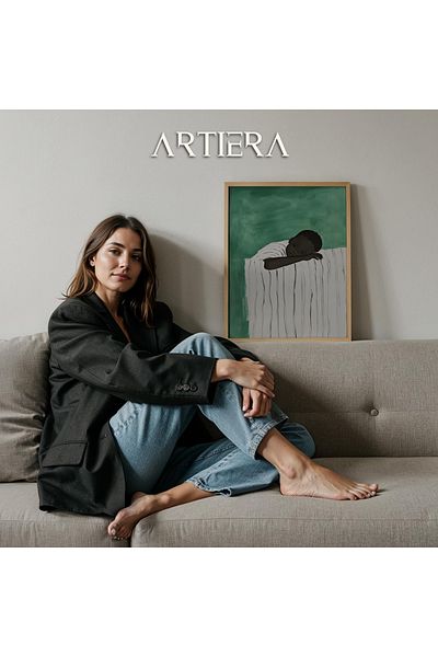 HİGUERA Portret minimalist pentru băieți Pictură murală cu rame din lemn