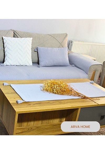ARVA Home Cotton Knitted Pattern Table Runner - 35 X 90 cm