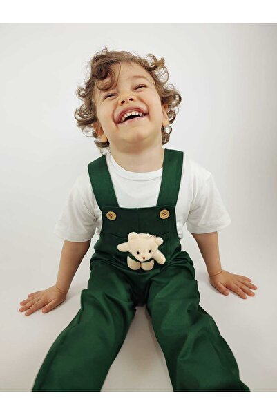 GAMZEAKKUŞ Long Sleeved Shirt, Salopet Strap Pants, Bow Tie 3Pcs Suit for Boys