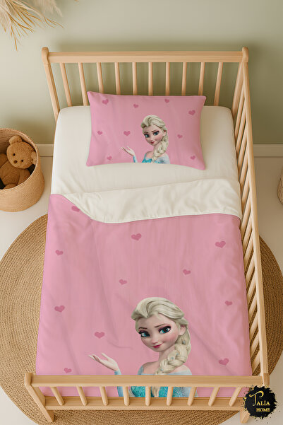 Talia Home Elsa Desenli Elsalı Bebek Beşik Nevresim Takımı Çarşaflı Tlabn-069