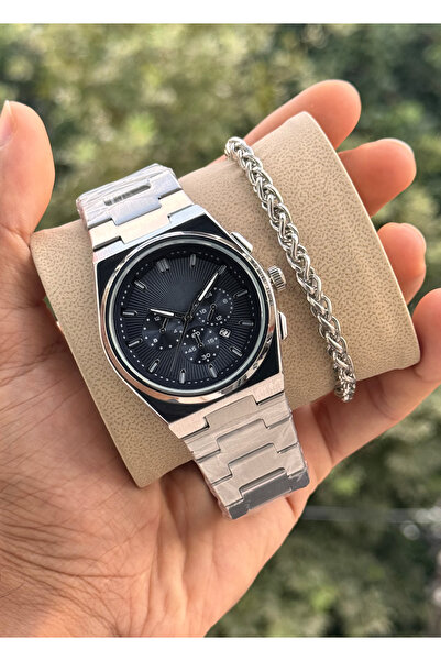 Tulpar Special Series Premium Steel Cord Calendar Men's Wristwatch with Bracelet Gift