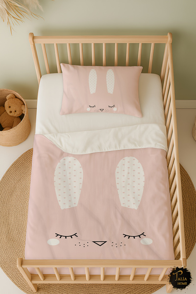 Talia Home Tavşan Desenli Bebek Beşik Nevresim Takımı Çarşaflı Tlabn-239