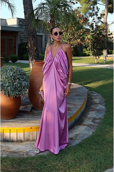 Havoş Pink Satin Surface Volume Dress