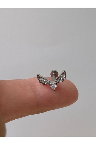 kurukafagift ثقب فولاذي مرصع بحجر Tragus Helix Lobe Cartilage Bat Figured
