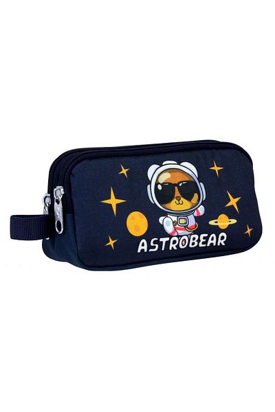 ÜMİT ÇANTA Ümit Çanta Θήκη για μολύβι με δύο θήκες Astronaut Teddy Bear για αγόρια - Navy Blue White - 5047
