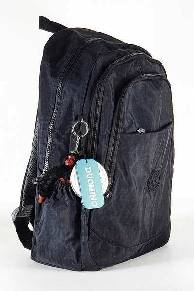 FCSTORE Unisex Black Backpack Daily Use Wrinkle Waterproof School Bag Laptop Travel Bag