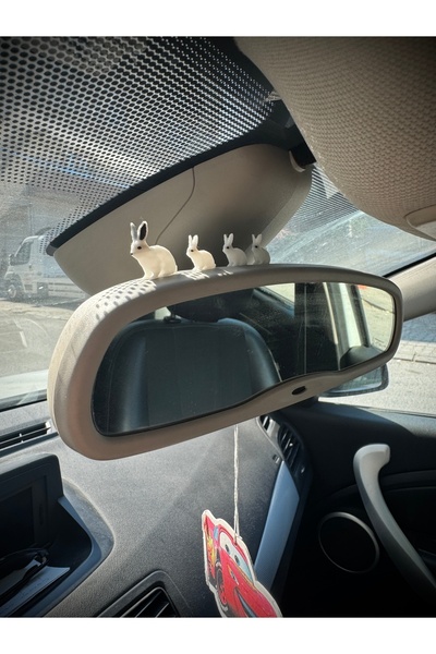 SHHOBİ 4 قطع من زينة مرآة الرؤية الخلفية لعائلة الأرنب اللطيفة - زينة مرآة زينة السيارة زينة التوربيدو ملحقات السيارات