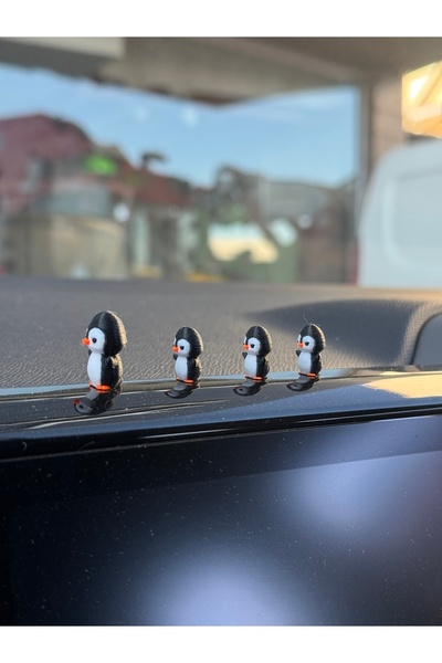 SHHOBİ 4 قطع من زينة ترودايو للسيارة على شكل عائلة البطريق اللطيفة - زينة مرآة الرؤية الخلفية وإكسسوارات ترودايو وزينة للطاولة