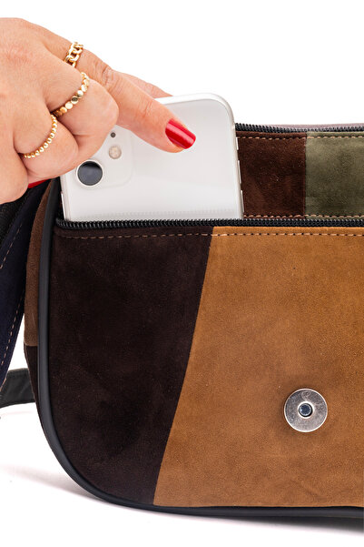 fubileather Geantă de umăr Midi Daily din piele naturală de piele de căprioară