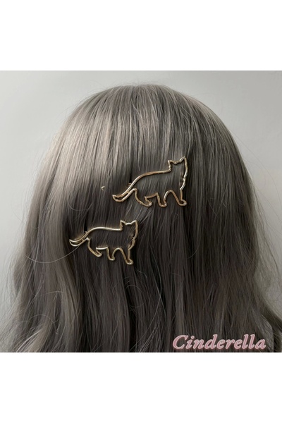 Cinderella 2'li Kedi Figürlü Klipsli Metal Saç Tokası Gold - Sade Ve Şık Kıst...