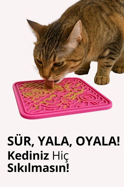 Miyav Lick Mat Lick Mat for Cats and Dogs Pink Color Vacuum Adhesive Lickmat