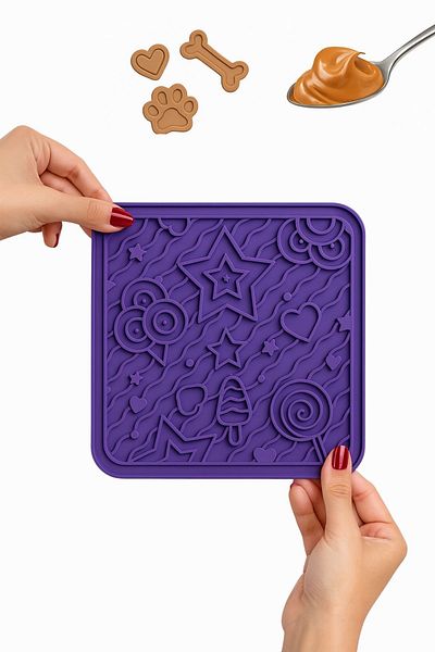 Havhav Lick Mat for Dogs and Cats Purple Colored Vacuum Adhesive Lickmat
