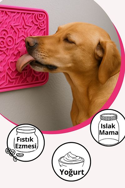 Havhav Lick Mat Lick Mat for Dogs and Cats Pink Color Vacuum Adhesive Lickmat