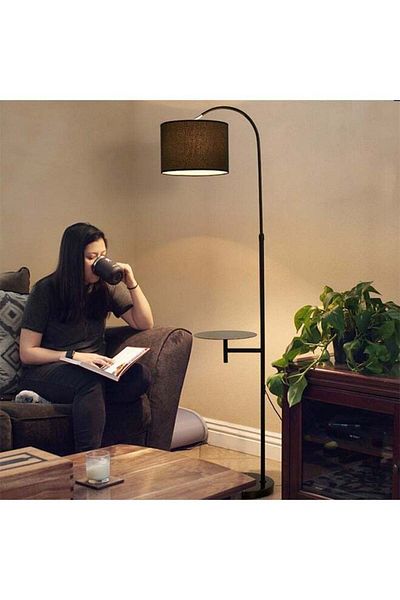 Generic DIDA Modern Arc Floor Lamp with Shelves, Rustic Floor Standing Lamps with 180° Rotatable, Marble Ba