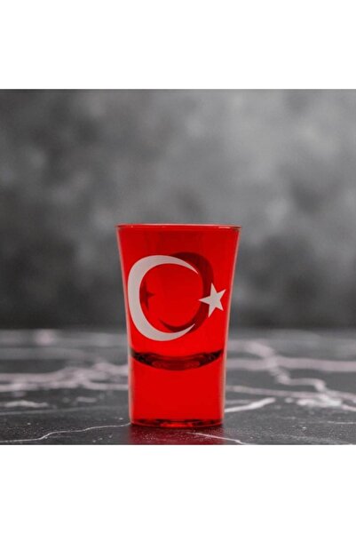 Kuzey Tacı Türk Bayrak Temalı Kırmızı ve Nazar Boncuklu Shot Bardak Seti Vip Özel Tasarım