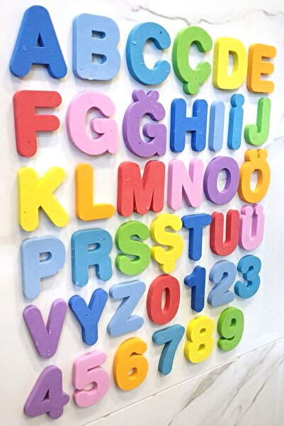 EVAKANCA Islanınca Yapışan Banyo Oyuncağı Sert Eva Süngerden Türkçe Alfabe Ve...