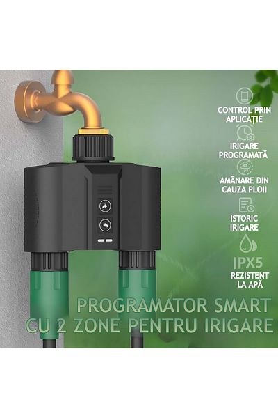 VENTLEX Programator pentru irigare/udare Inteligent 2 Zone, Control Manual sau prin aplicatie