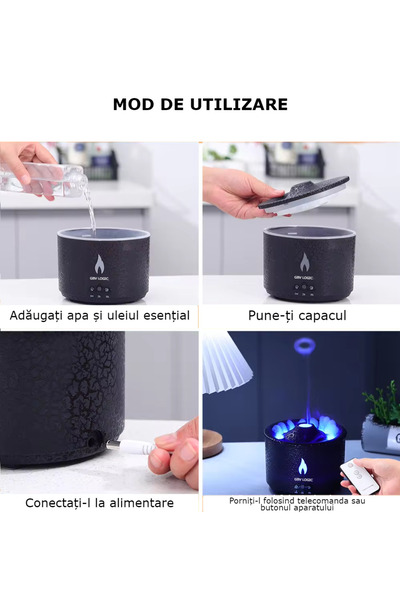 GBV LOGIC umidificator de aer tip vulcan GBV LOGIC,300ml,telecomanda,2 culori.temporizator