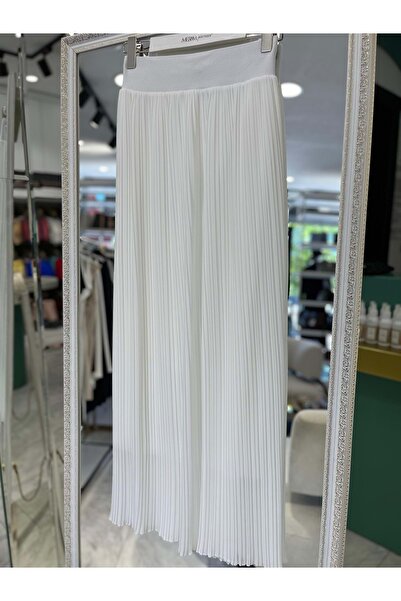 MERAM BUTİK Nurgün Pi̇li̇seli̇ Skirt 3060 - White - 1