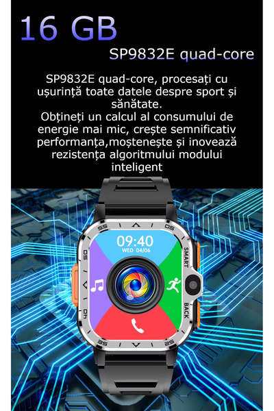 GBV LOGIC Smartwatch GBV LOGIC,sistem de operare android,camera foto, 800 mAh,tensiometru,16gb, alte functii