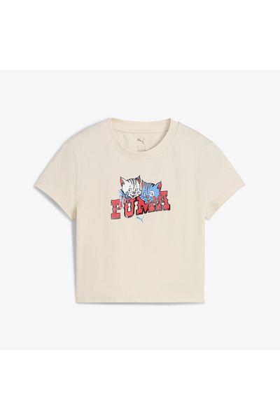 Puma Graphic Kitten Baby Women's Cream T-Shirt